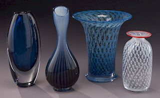 (4) Kosta glass vases,