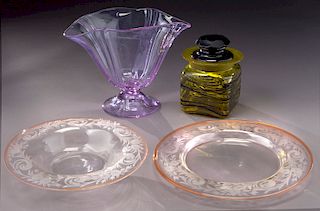 (4) Steuben glass items,