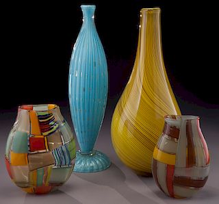 (4) Contemporary art glass vases,