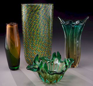(4) Italian art glass items,