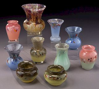 (10) Monart/Vasart cabinet vases,