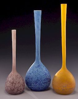 (3) French modeled glass vases,