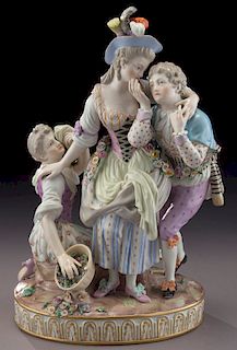 Meissen porcelain figural group,
