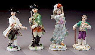 (4) Meissen porcelain miniature figures,