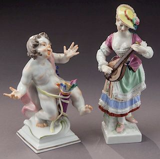 (2) German porcelain figures,