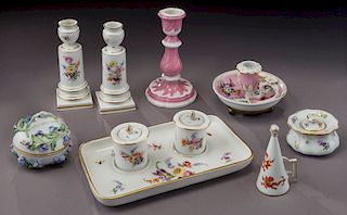 (8) Misc. small Meissen porcelain pieces,