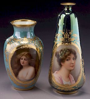 (2) Royal Vienna porcelain vases,