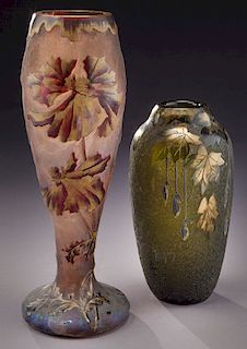 (2) French cameo glass vases,
