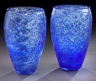 Pr. Degue cameo glass vases,