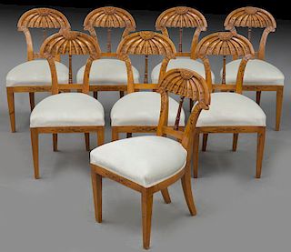(8) Charles X style dining chairs,