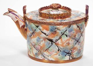 ENGLISH ST. ANTHONY'S POTTERY SEWELL POTTERY LUSTERWARE TEAPOT AND COVER
