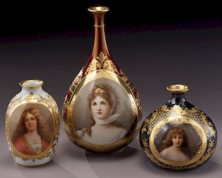 (3) Royal Vienna porcelain vases,