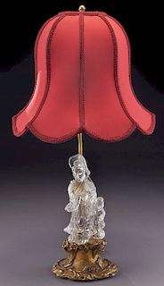 Chinese cut crystal figure of a Guan Yin on carved