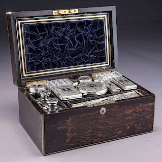 English calamander cased gents dresser set