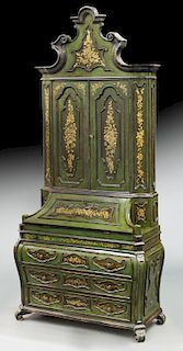 Venetian green painted and parcel gilt two-part