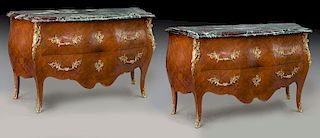 Pr. Continental inlaid commodes,