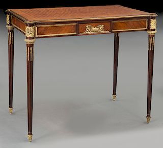 Louis XVI style dore bronze mounted side table,