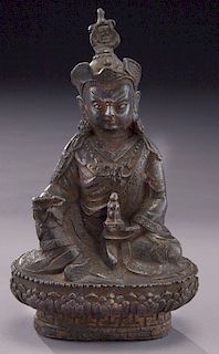 Chinese Tibetan early Qing cast Iron of Master