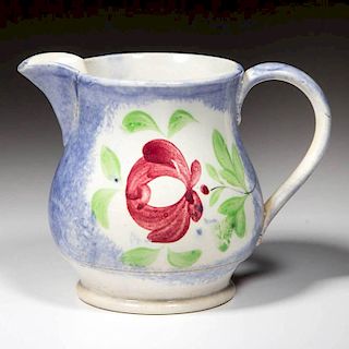 ENGLISH STAFFORDSHIRE POTTERY PEARLWARE ADAMS-ROSE-TYPE PITCHER