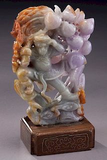 Chinese lavender jadeite figural carving