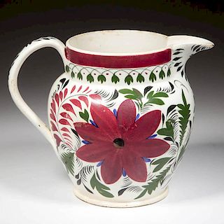 ENGLISH STAFFORDSHIRE POTTERY PEARLWARE PITCHER