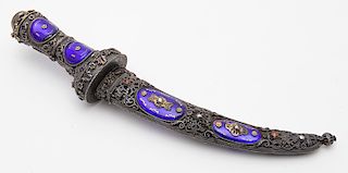 Austrian jeweled, silver & enamel dagger,