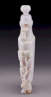Chinese Qing carved lavender jadeite vase,