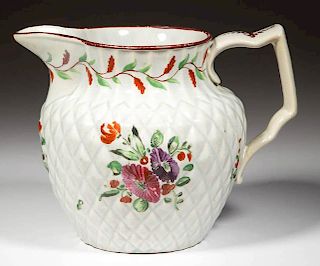 ENGLISH STAFFORDSHIRE POTTERY PEARLWARE PINEAPPLE MOLDED PITCHER
