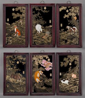 (6) Chinese porcelain framed panels,