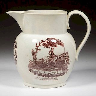 ENGLISH LIVERPOOL OR STAFFORDSHIRE POTTERY PEARLWARE MARITIME PITCHER