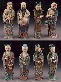 (8) Chinese enamel porcelain figures of the