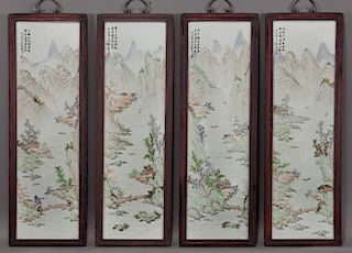 (4) Chinese framed porcelain plaques,