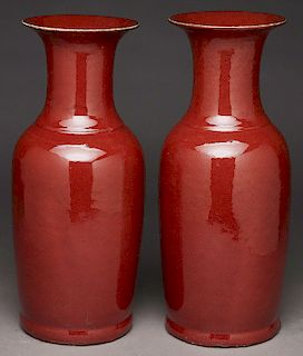 Pr. Chinese oxblood porcelain vases.
