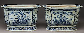 Pr. Chinese blue and white porcelain rectangular