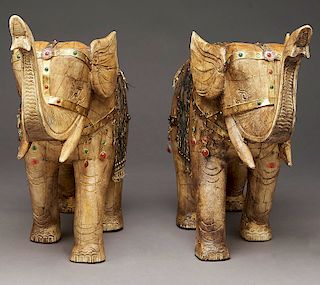 Pr. Chinese carved bone elephants