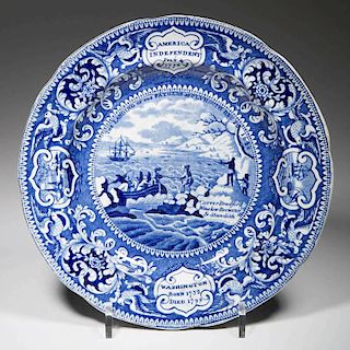 ENGLISH ENOCH WOOD POTTERY PEARLWARE AMERICAN COMMEMORATIVE PLATE