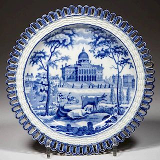 ENGLISH ROGERS POTTERY PEARLWARE "BOSTON STATE HOUSE" PATTERN PLATE
