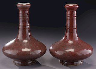 Pr. Chinese iron rust colored porcelain gooseneck