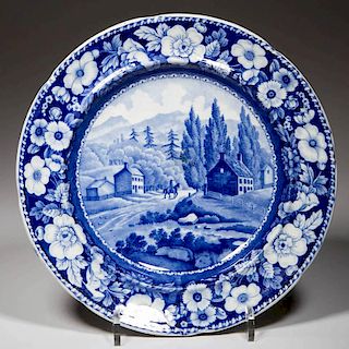 ENGLISH A. STEVENSON POTTERY PEARLWARE "VIEW ON THE WAY TO LAKE GEORGE" PATTERN PLATE