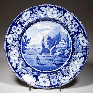 ENGLISH A. STEVENSON POTTERY PEARLWARE "NEW YORK FROM BROOKLYN HEIGHTS" PATTERN PLATE