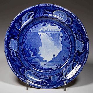 ENGLISH ENOCH WOOD & SONS POTTERY PEARLWARE "FALL OF MONTMORENCI NEAR QUEBEC" PATTERN PLATE