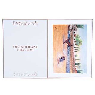 Ernesto Icaza. Carpeta con 12 reproducciones y 2 láminas de introducción. Impresión en offset sobre papel.