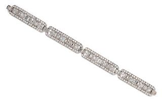 A Platinum and Diamond Bracelet, 20.20 dwts.