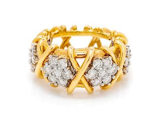 An 18 Karat Bicolor Gold and Diamond Ring, Hammerman Brothers, 8.00 dwts.