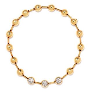 * An 18 Karat Yellow Gold and Diamond Necklace, Italian, 59.10 dwts.