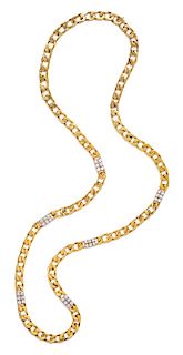 * A Bicolor Gold and Diamond Longchain Necklace, 114.40 dwts.