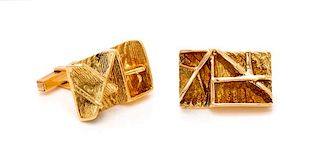 A Pair of Yellow Gold Cufflinks, Gio Pomodoro, 15.90 dwts.