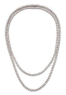 * A Pair of 18 Karat White Gold and Diamond Convertible Riviere Necklaces, 24.60 dwts.