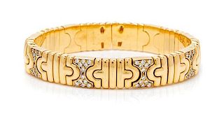 An 18 Karat Yellow Gold and Diamond 'Parentesi' Cuff Bracelet, Bvlgari, 25.60 dwts.