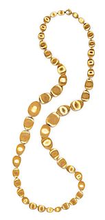 An 18 Karat Yellow Gold Medium Double Wave 'Lunaria' Necklace, Marco Bicego, 31.90 dwts.